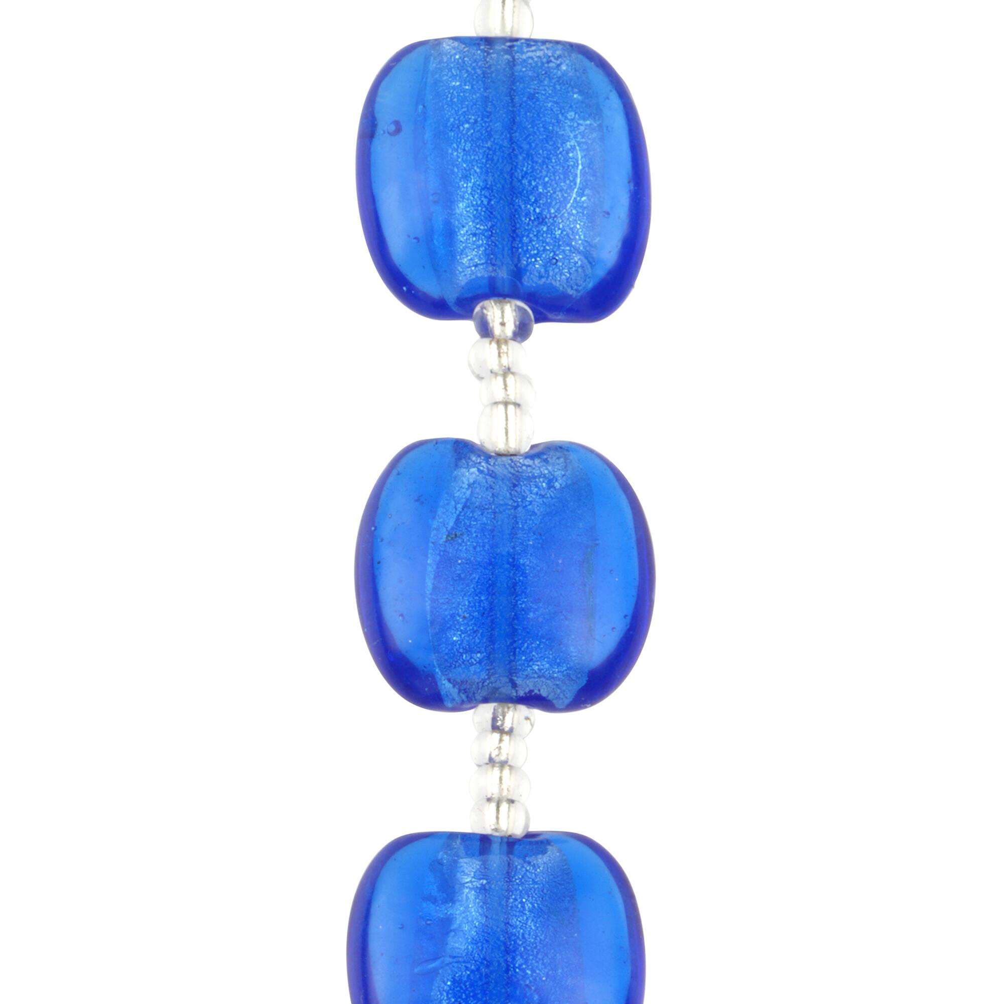 Blue Lampwork Glass Puffed Coin Beads by Bead Landing™